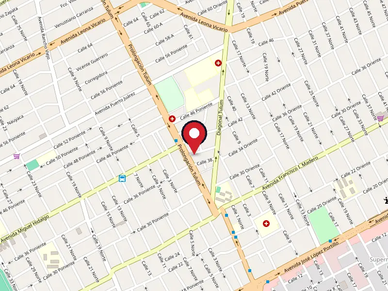 Mapa de la ubicación de Taller212 sobre Av. Tulum, en Cancún